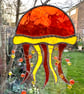 Stained Glass Jellyfish Suncatcher - Handmade Hanging Decoration - Orange - Image 7