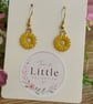 Yellow Flower Dangle Earrings, Enamel Floral Charms, Handmade Jewellery - Image 4