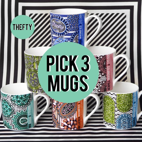 Retroviral Science Mug trio (your choice of designs!)