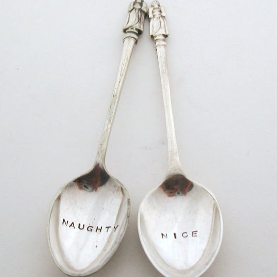 Two Apostle Coffeespoons, Naughty and Nice