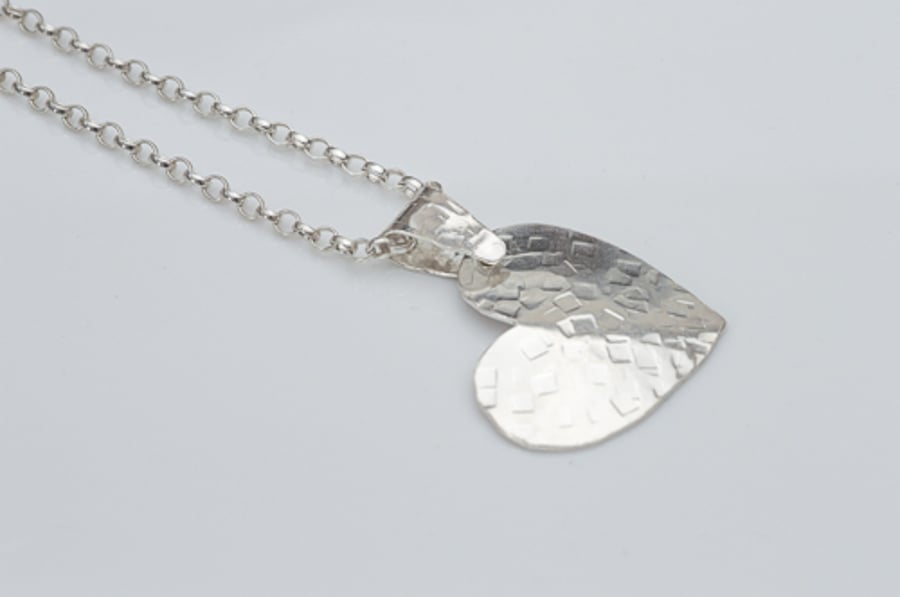 STERLING SILVER REPOUSSE TEXTURED HEART PENDANT , VALENTGIFT FOR HER