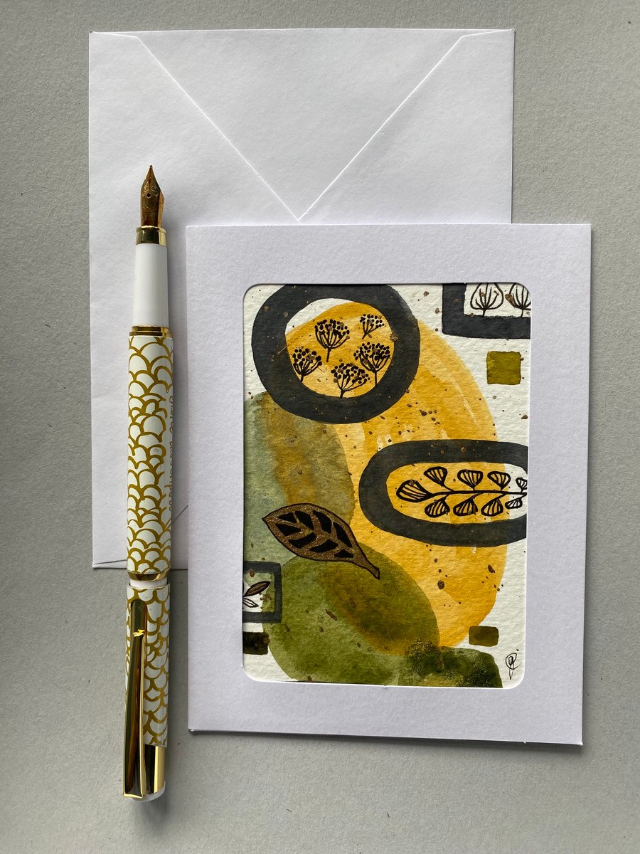 Greetings card hand painted plant 