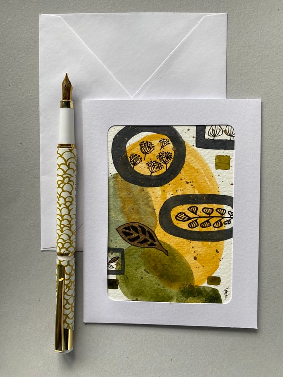 Greetings card hand painted plant 