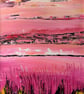 'Warm Pink Landscape' Vividly Coloured Original A4 Framed Painting - Image 3