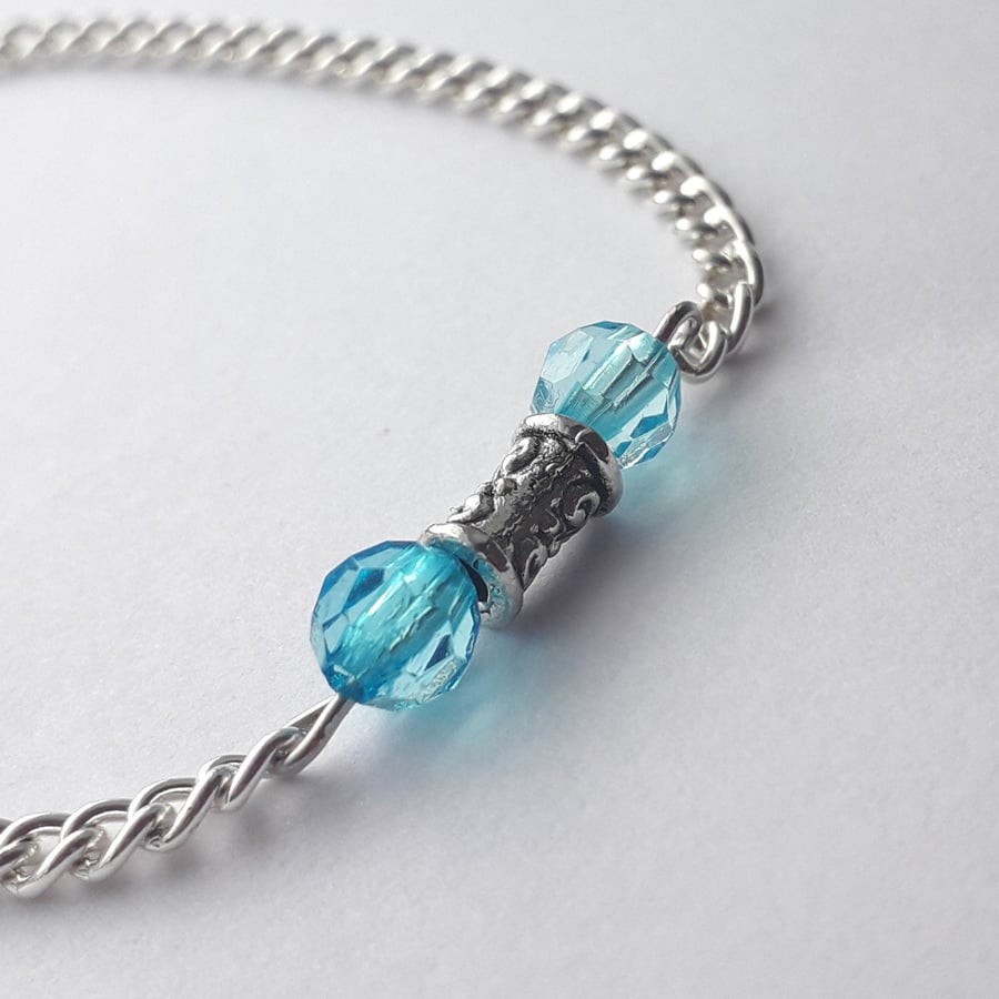 Blue Bead Chain Bracelet 