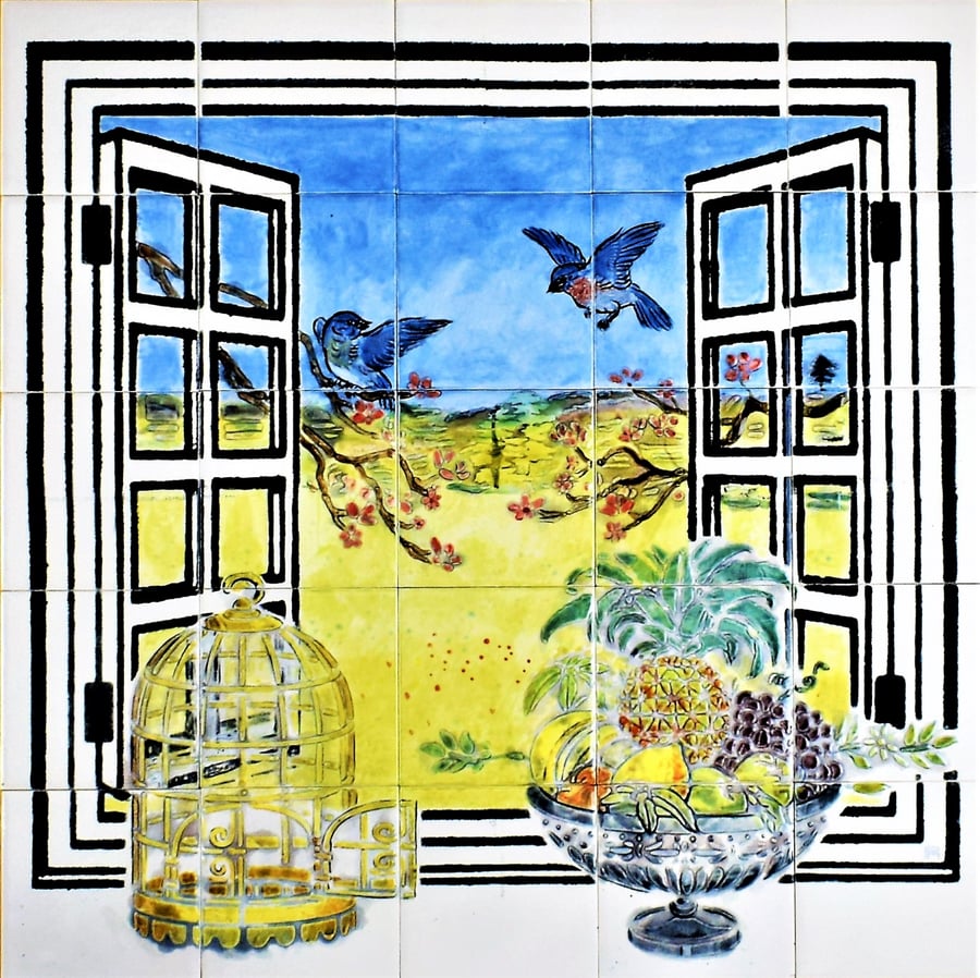 CeramicTile Kitchen Backsplash Hand Painted