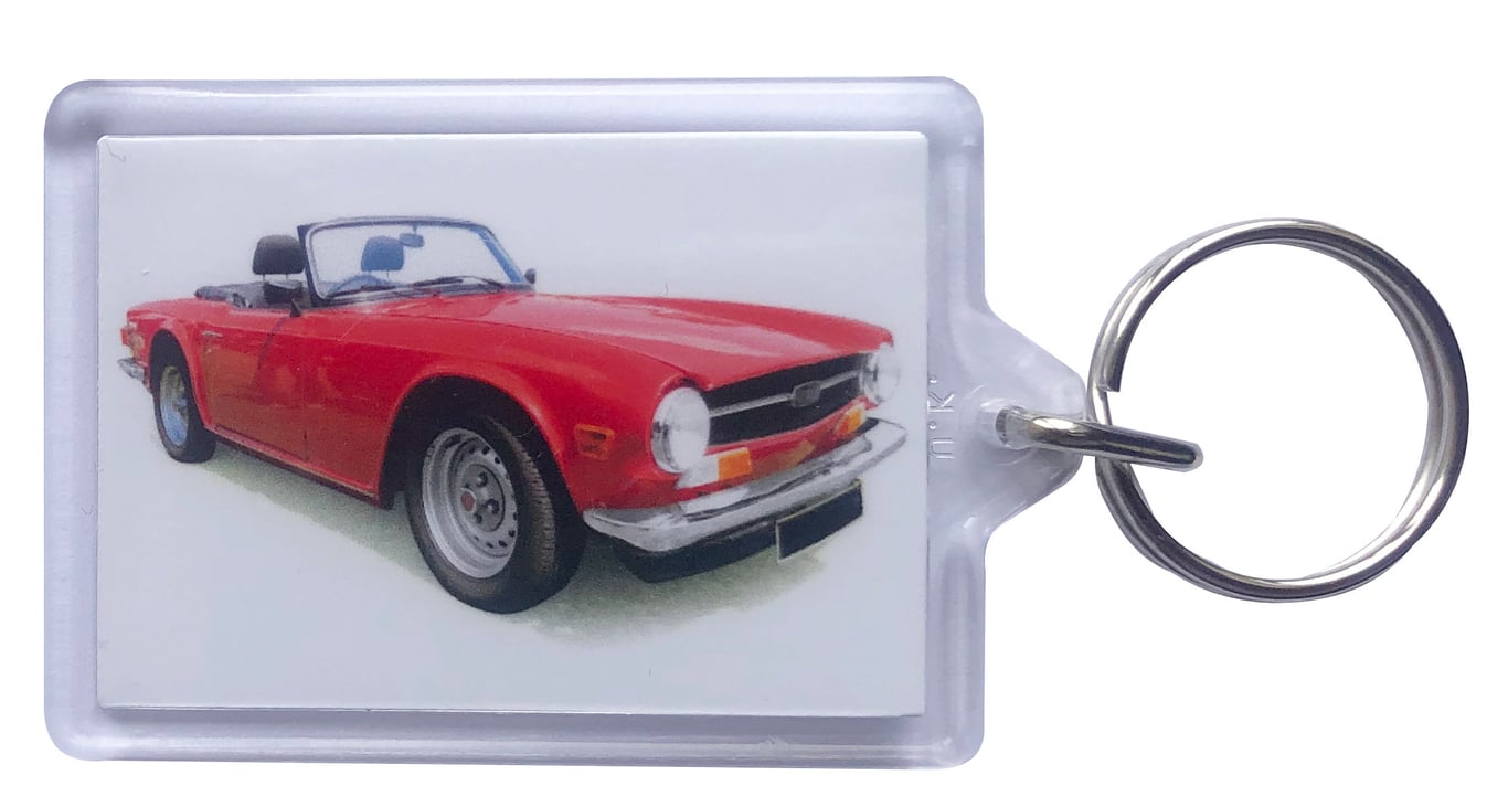 Triumph TR6 1973 - Keyring with 50x35mm Insert - Car Enthusiast