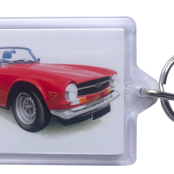 Triumph TR6 1973 - Keyring with 50x35mm Insert - Car Enthusiast