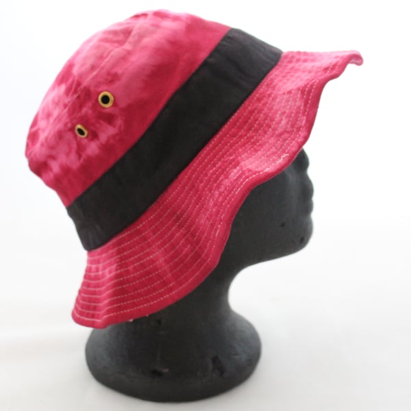 Bucket hat Dark red & pink unique tie dye,festival sun hat, winter hat,Eco gift