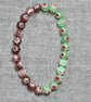 Pale Green and Purple Millefiori Bead Elastic Half and Half Bracelet - Image 3