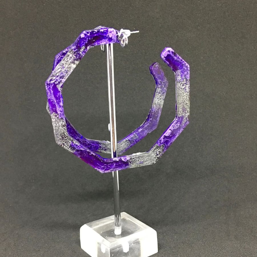 Pink large hoop statement earrings 