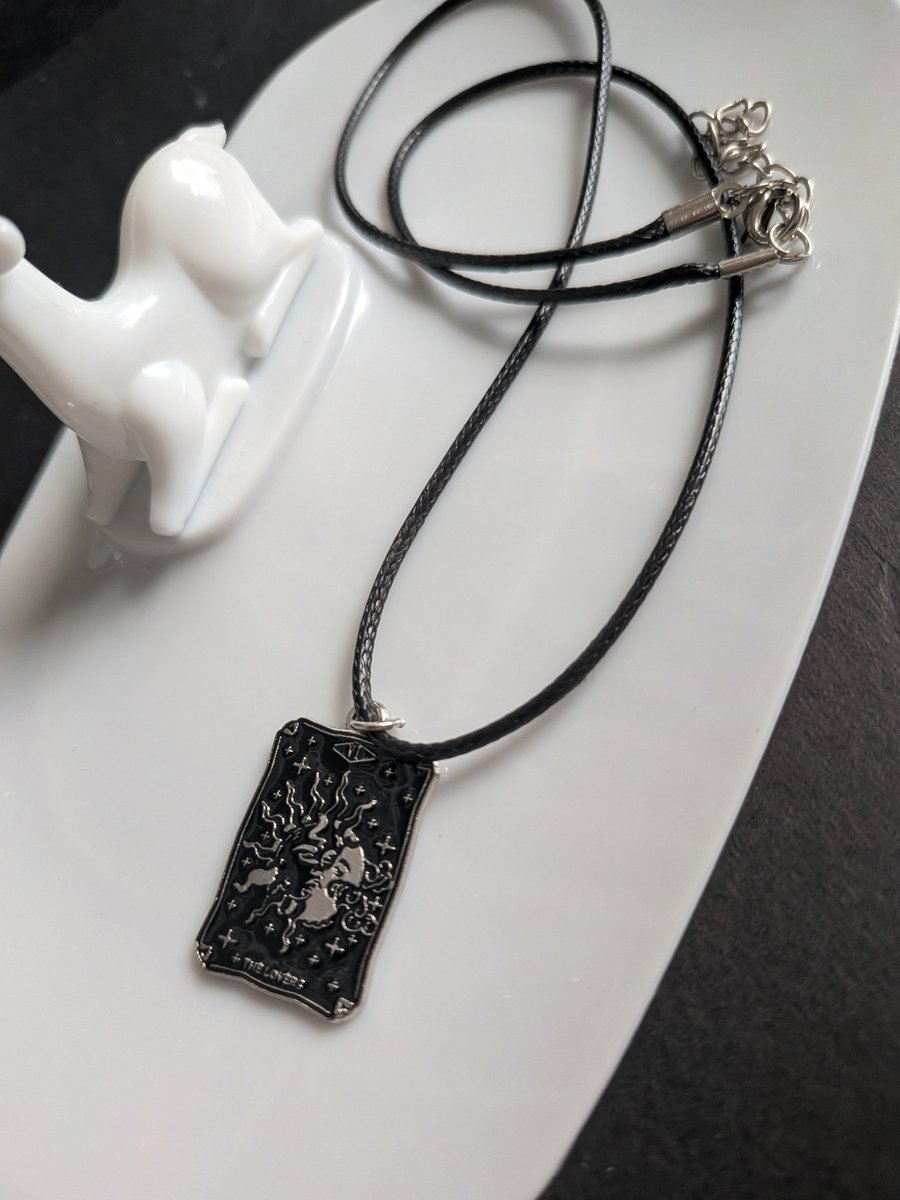 The Lovers Tarot Card Pendant Necklace - Handcrafted Gothic & Witchy Jewellery