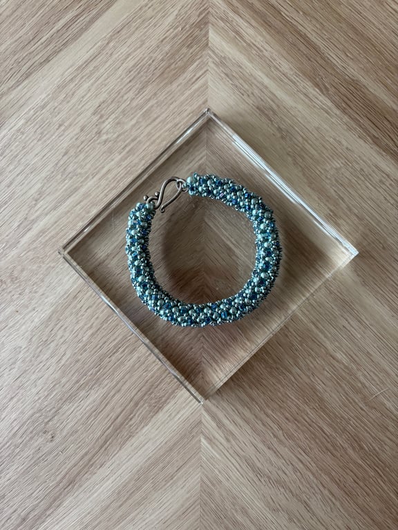 Pale blue beaded bracelet 