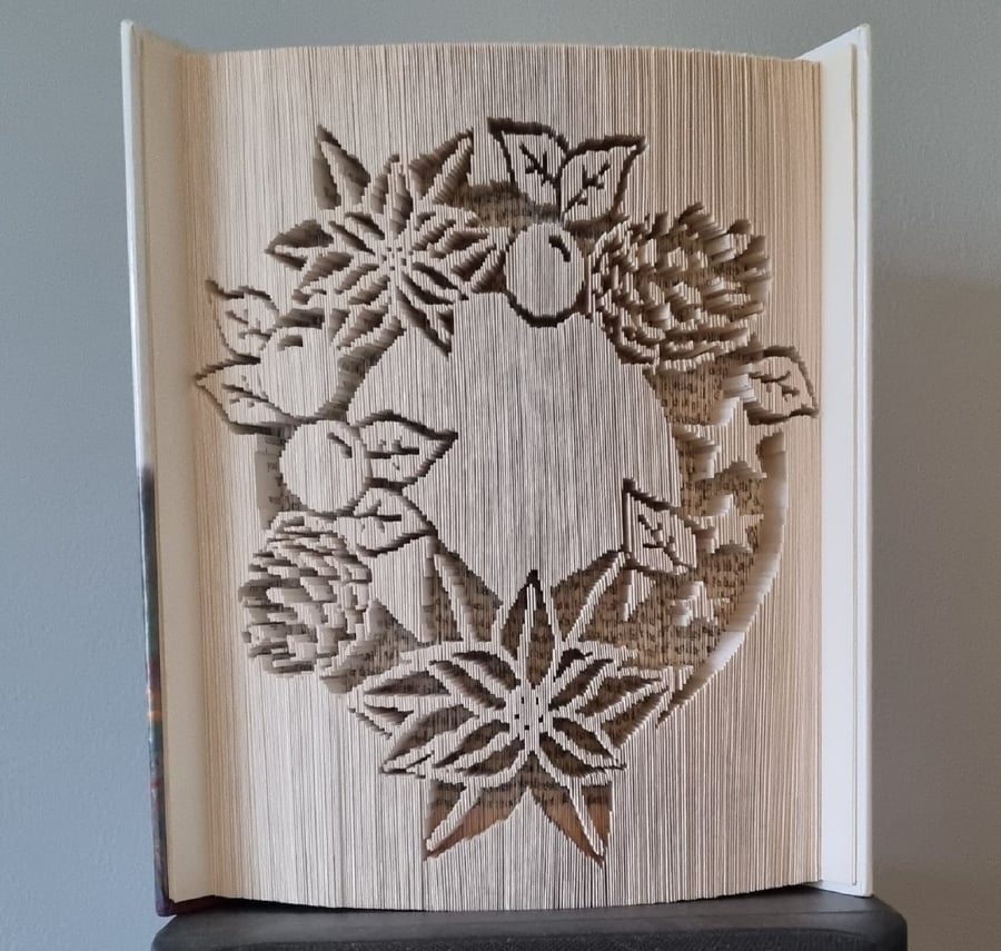 Christmas Poinsettia Wreath 180 Cut & Fold Book Folding Pattern - EMAILED PDF 