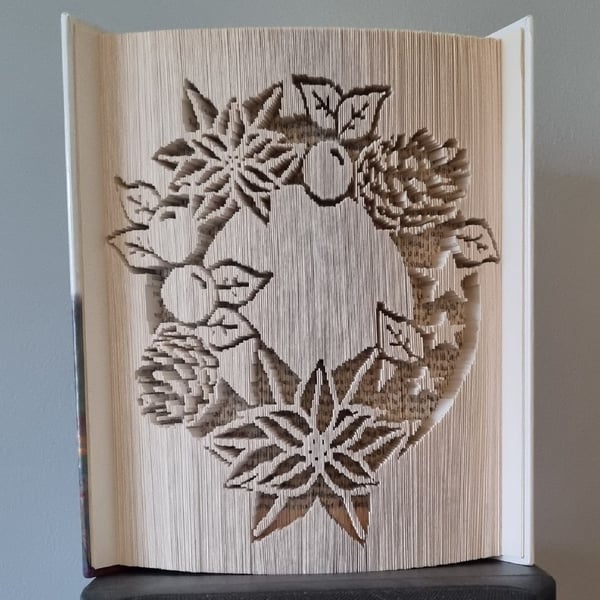 Christmas Poinsettia Wreath 180 Cut & Fold Book Folding Pattern - EMAILED PDF 