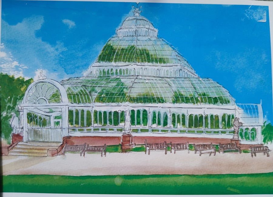 Sefton Park Palm house Liverpool watercolour print