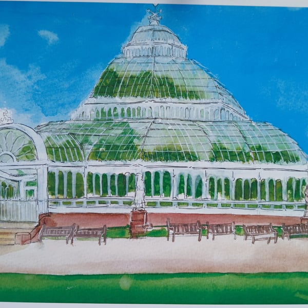 Sefton Park Palm house Liverpool watercolour print