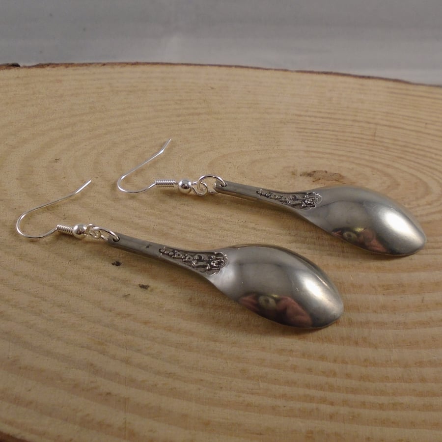 Upcycled Silver Plated Sugar Tong Spoon Earrings SPE122102