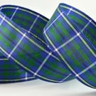 Blue and green tartan ribbon 15mm x 3 metres