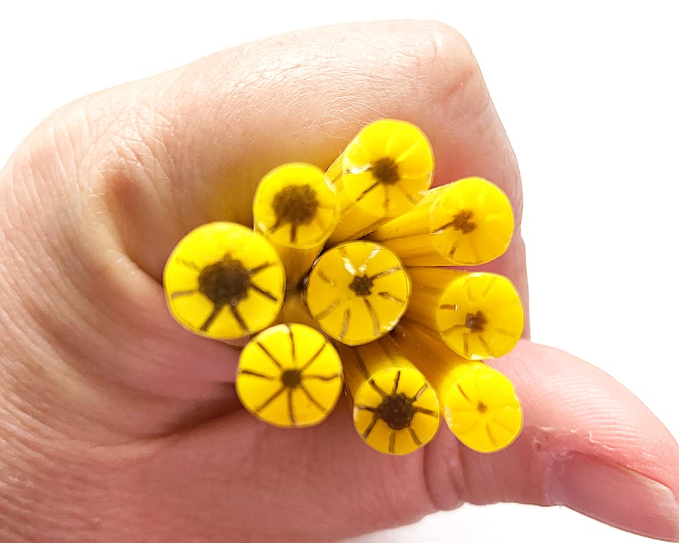 Sunflower murrini CANE made with Bullseye 90coe glass