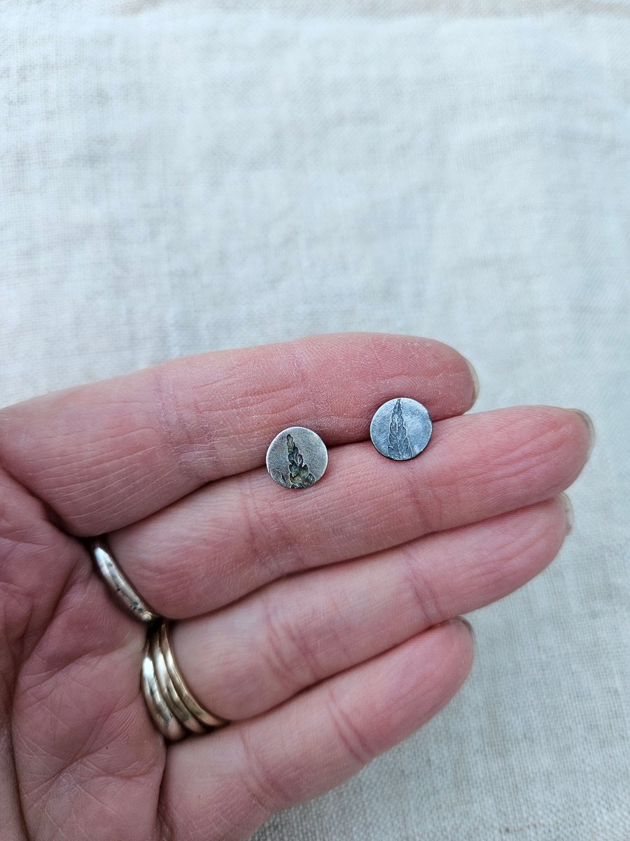 Silver fern pattern stud earrings perfectly imperfect