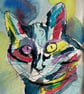 Blue Cat - original watercolour based on the game 'The Minister's Cat'