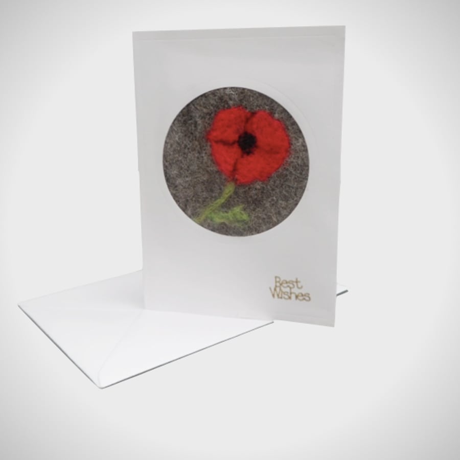 Felted Poppy greetings card or notelet 