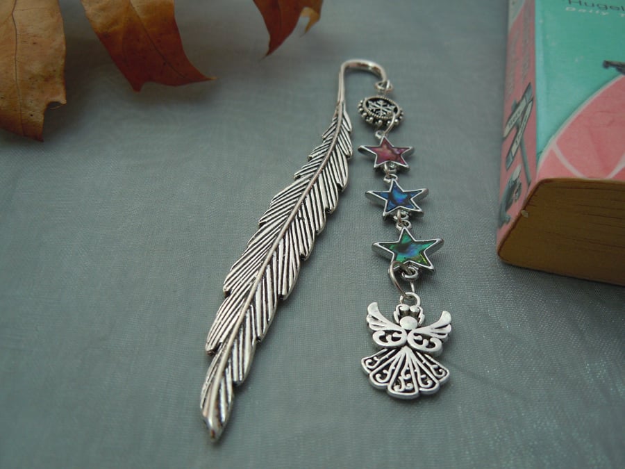 Metal & beads feather bookmark