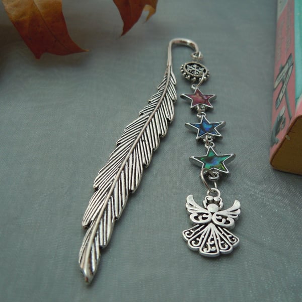 Metal & beads feather bookmark