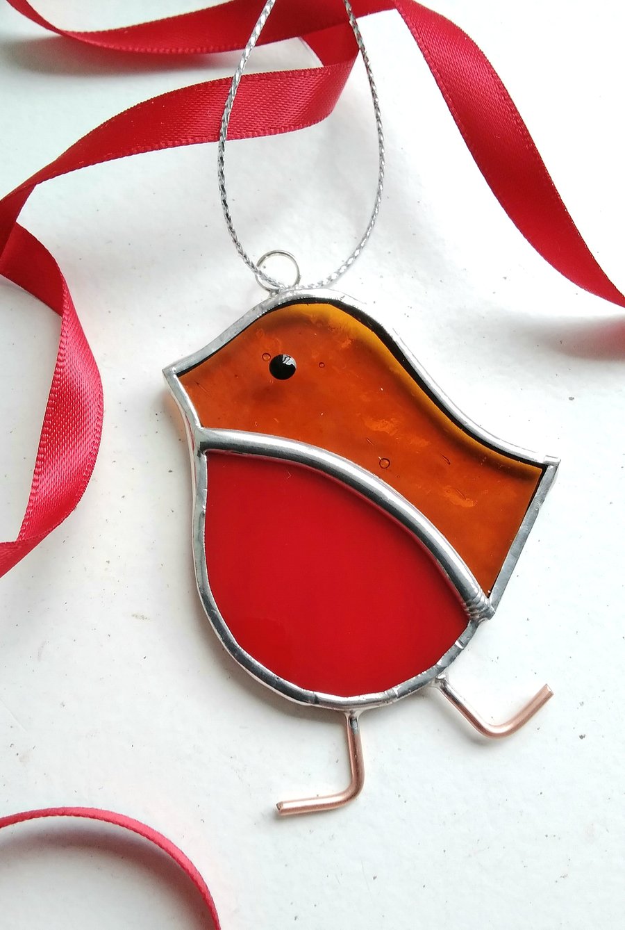 Stained Glass Christmas Decoration - Robin