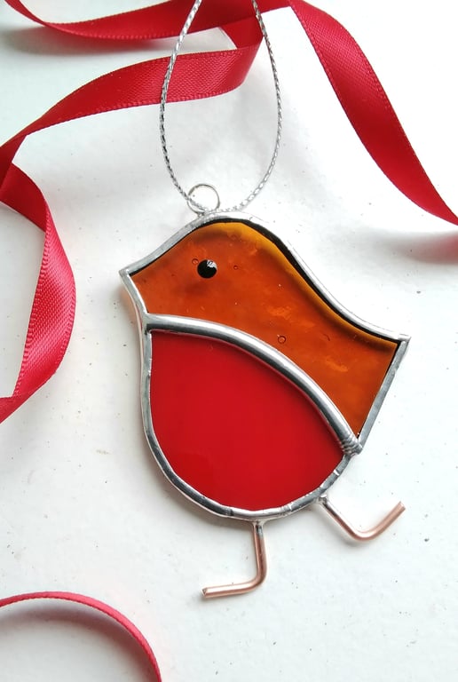 Stained Glass Christmas Decoration - Robin