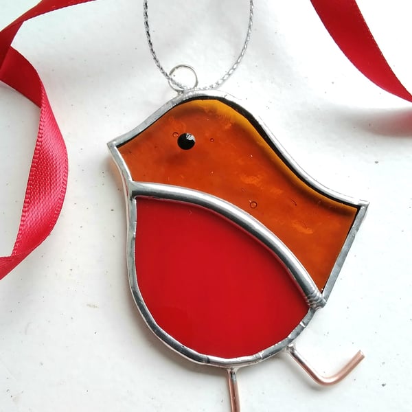 Stained Glass Christmas Decoration - Robin