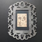 Skeleton Anatomical Sketch Framed Print – Gothic Vintage Art – 16cm x 12cm