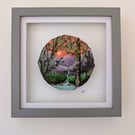 The Waterfall Original 10cm Circular Framed Painting