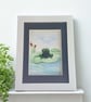 Sea Glass Frog Picture, Quirky Handmade Frog Art, One-of-a-Kind Nature Gift - Image 1