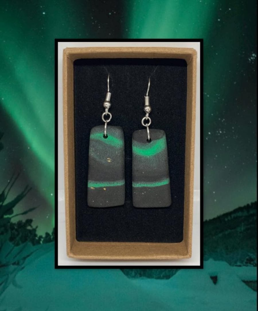 Northern lights lightweight clay earrings