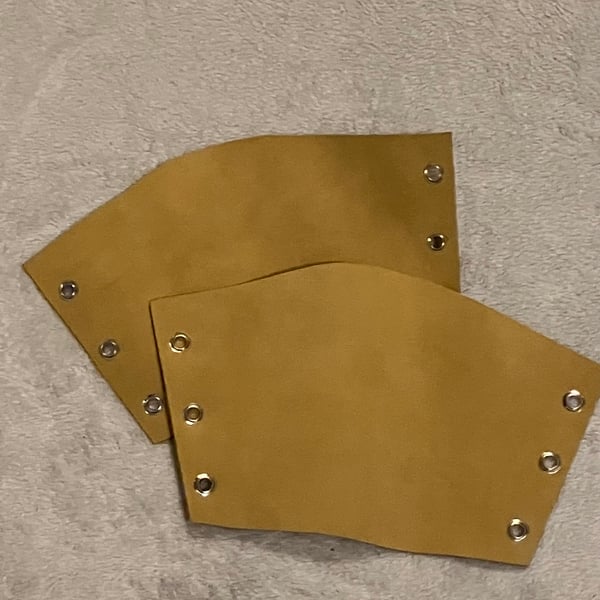 Sm Pair of Dusty Yellow - Sandy in colour leather bracers FREE SHIPPING