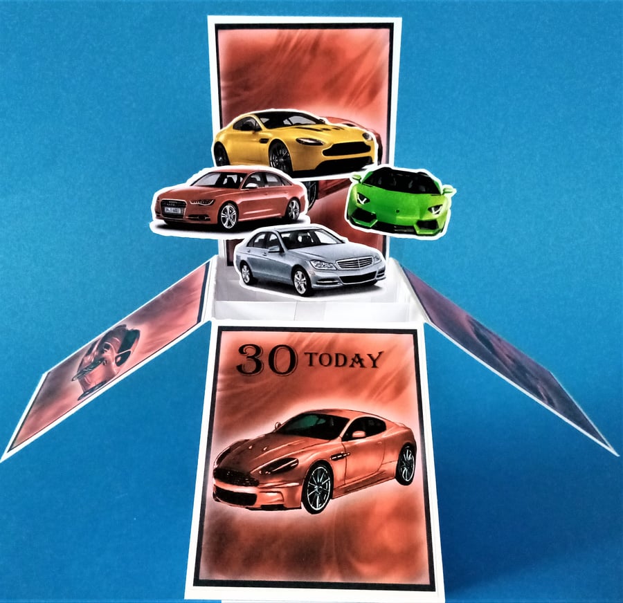 Men's 30th Birthday Card with Cars