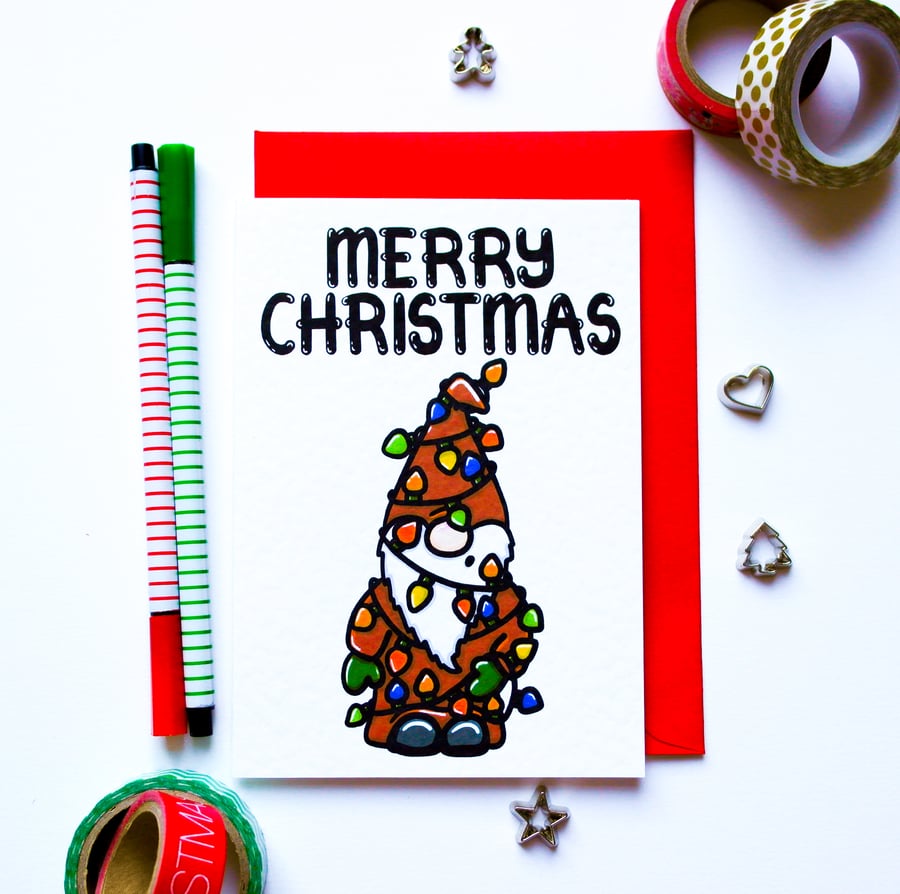 Gonk Christmas Card Nordic Gnome Xmas Festive Scandinavian Family Friends Loved 