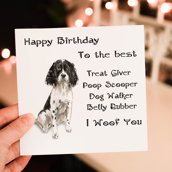 English Springer Spaniel Dog Birthday Card, Dog Birthday Card, Personalized Dog