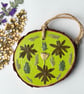 Real Pressed Leaves Autumnal Wood Slice Hanging Hand Painted Rustic Décor