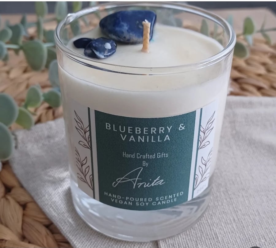 Blueberry & Vanilla vegan soy wax candle