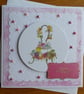 Birthday Card - Cake Stand & Flowers - Pink - Image 1