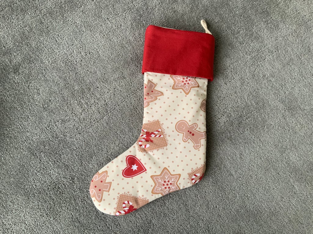 Fabric Christmas Stocking, Lined, Christmas Decoration, Stocking