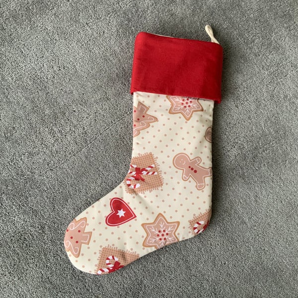Fabric Christmas Stocking, Lined, Christmas Decoration, Stocking
