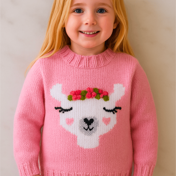 Knitting Pattern for Llama Chunky Child's Sweater, 4-11 years. Digital PDF