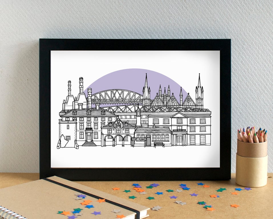 Peterborough Landmarks Skyline Art Print