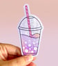 Spring Iced Coffee Die Cut Sticker, Large Latte Sticker, Spring Decal. - Image 1