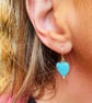 9ct Gold Turquoise Heart Drop Earrings Earrings  - Image 3