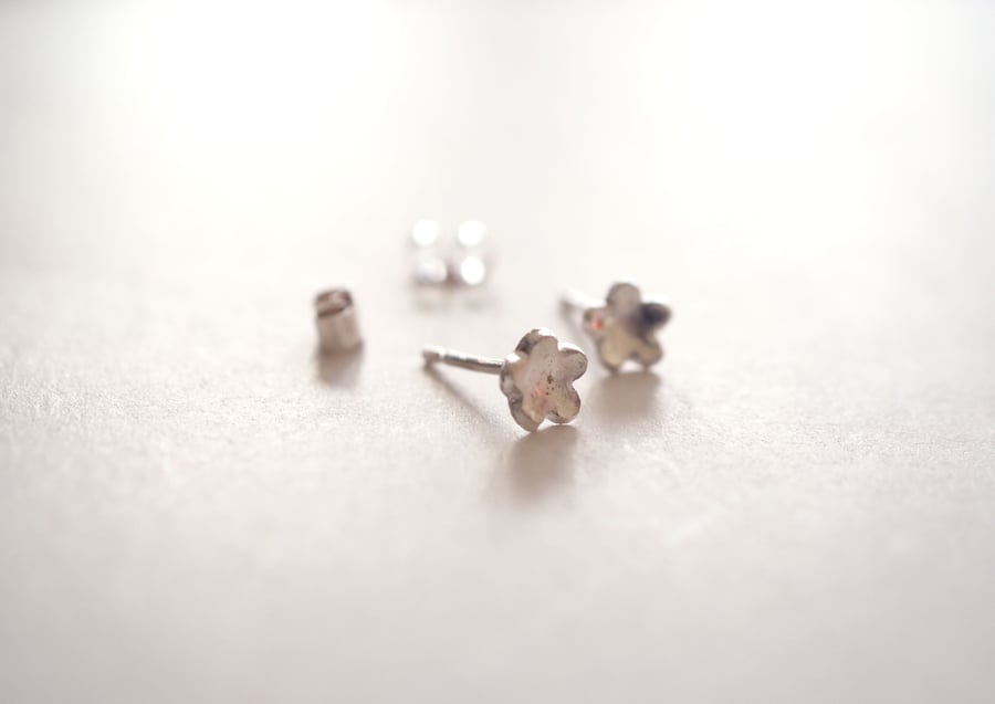 Fine Silver Cherry Blossom Mini Studs